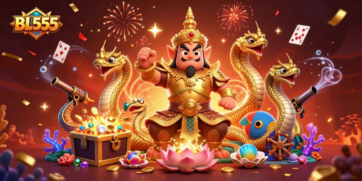Experience thrilling gameplay at BL555 with vibrant casino elements and magical guardians.