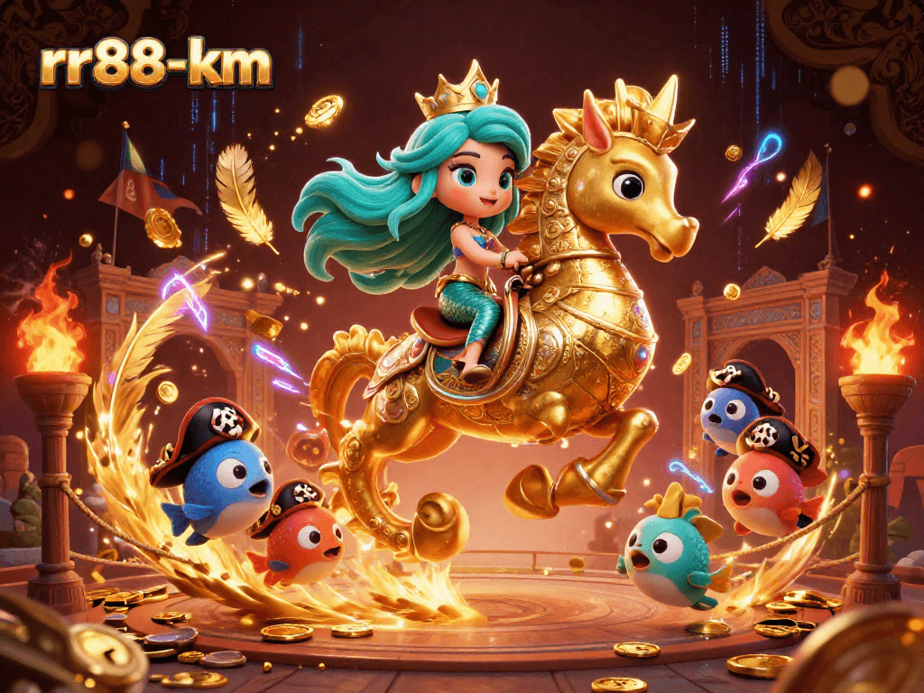 Experience thrilling gameplay at rr88-km with vibrant cartoon characters and dynamic casino elements.