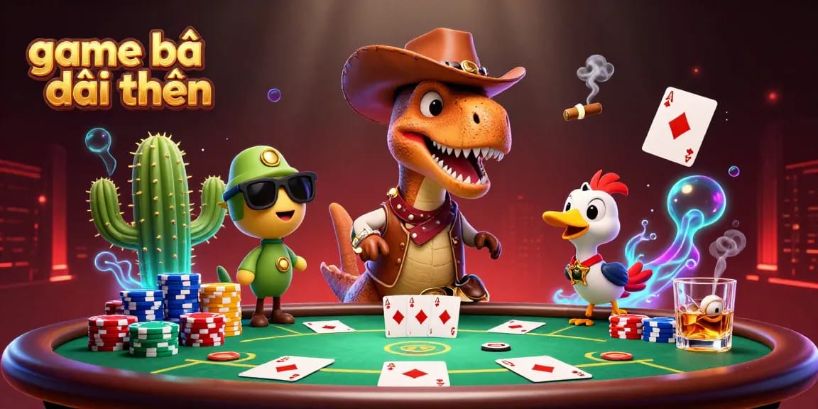 Experience the excitement of game bài đổi thưởng with vibrant 3D casino characters amid poker action.
