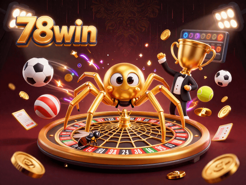 Experience thrilling bets at 78win with a dynamic 3D casino scene featuring exciting game elements.