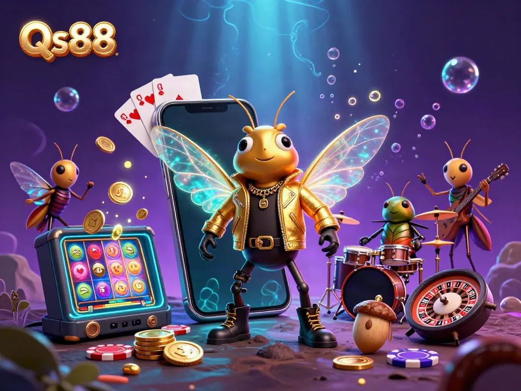 Engage in thrilling online gaming with Qs88 featuring dynamic casino elements and vibrant characters.