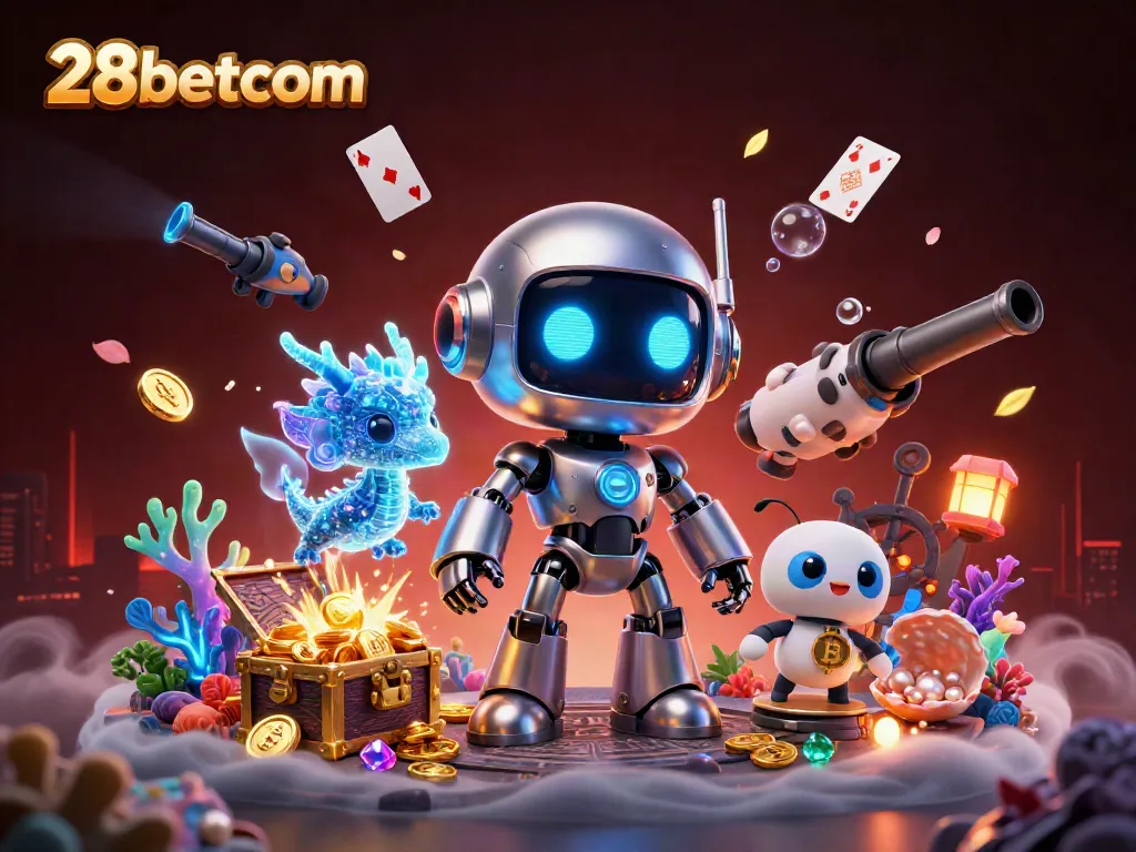 Engage in thrilling gaming adventures at 28betcom with dynamic robot and dragon characters.