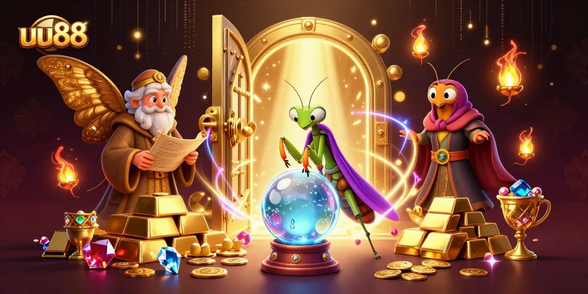 Experience the mystical allure of uu88 with the fortune teller and ancient treasures in a vibrant casino scene.