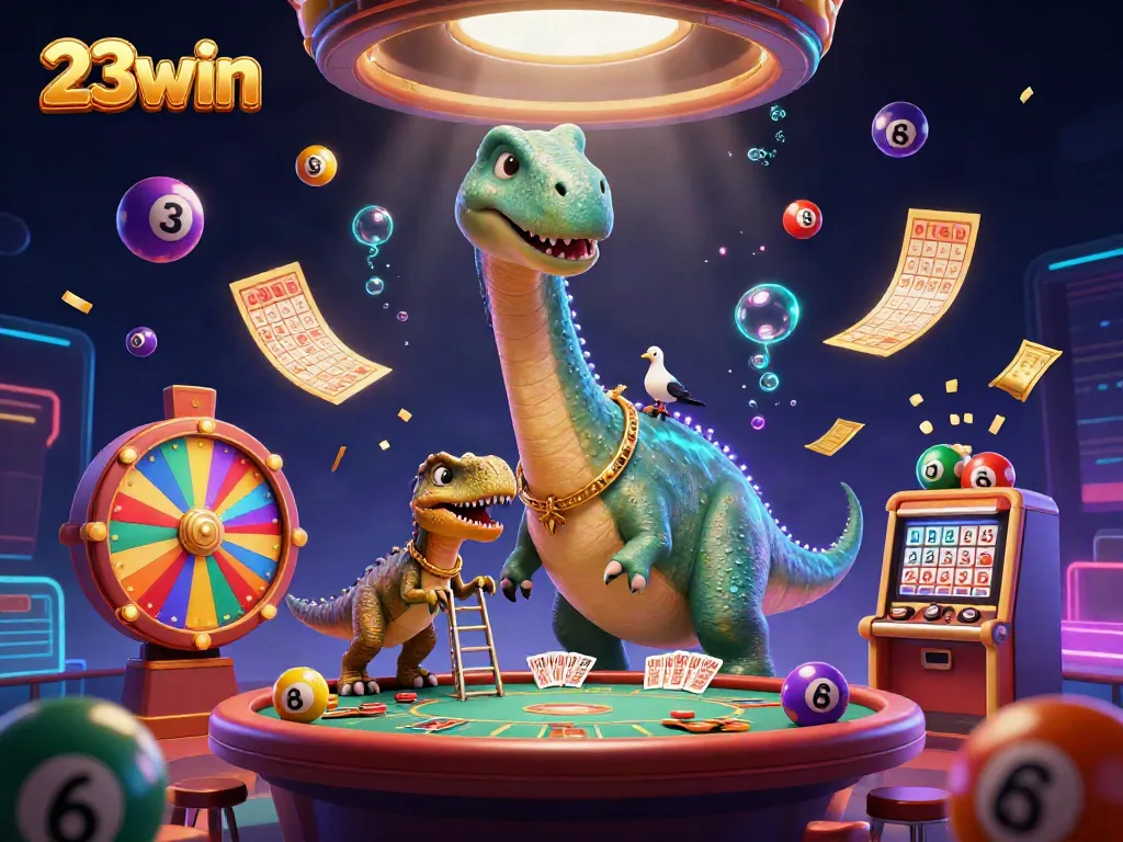 Engage in exciting casino adventures with 23win, featuring fun characters and vibrant gaming elements.