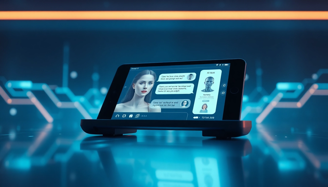 Engaging AI interactions with a digital device showcasing sex ai characters in a modern setting.
