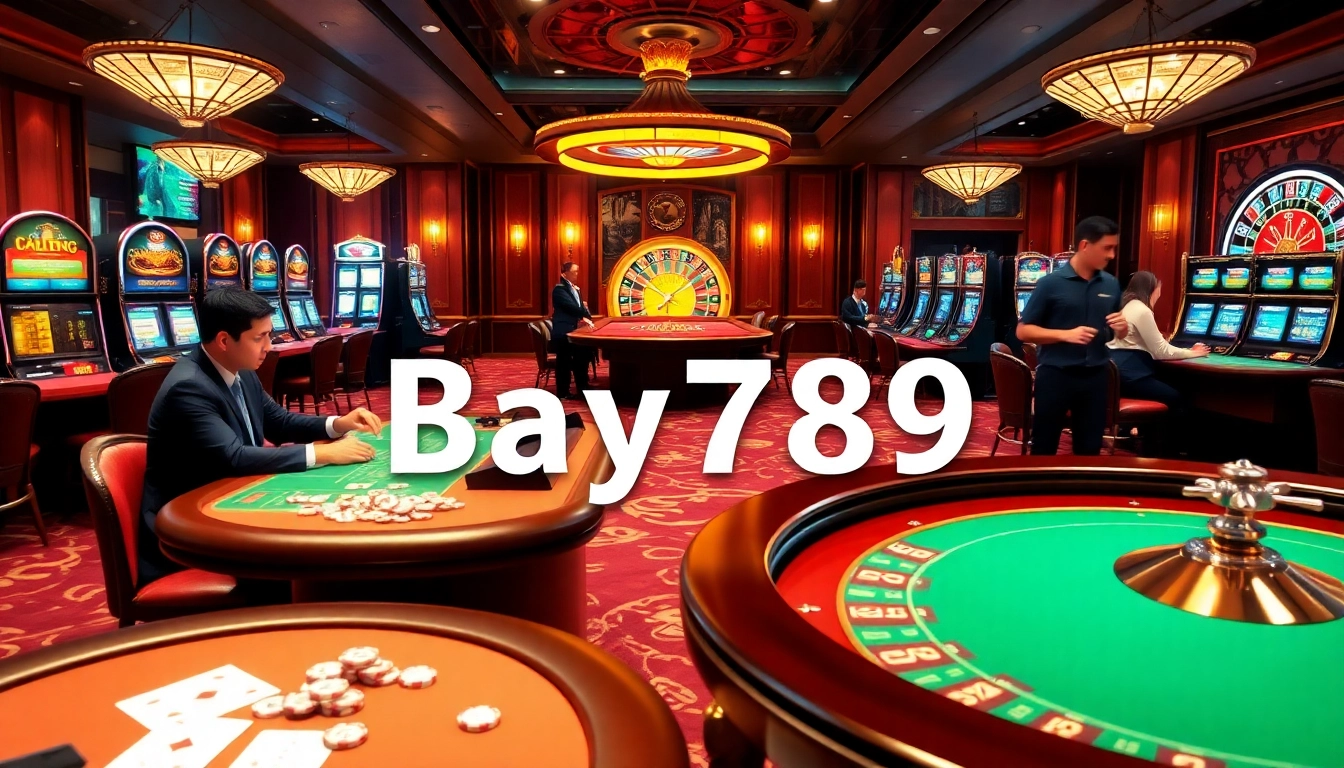 Experience the thrill of Bay789 with vibrant casino tables and high-stakes action.