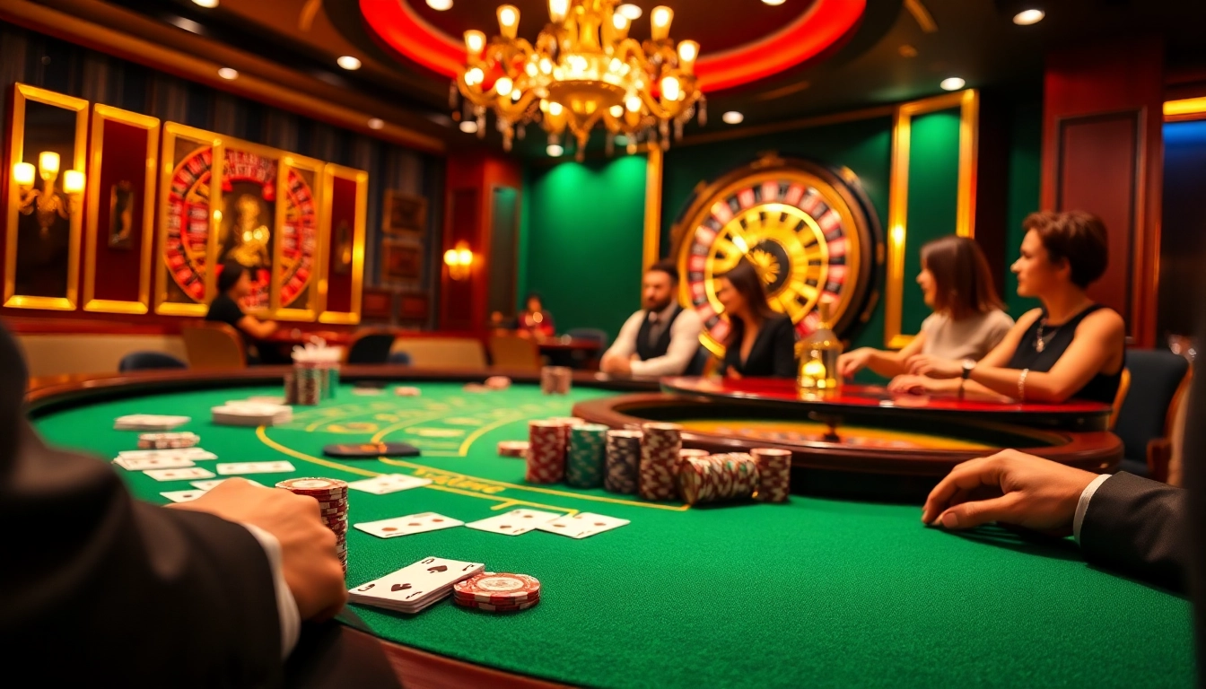 Enjoy thrilling wins at mb66.ski with colorful poker chips and a vibrant roulette wheel on a luxurious casino table.