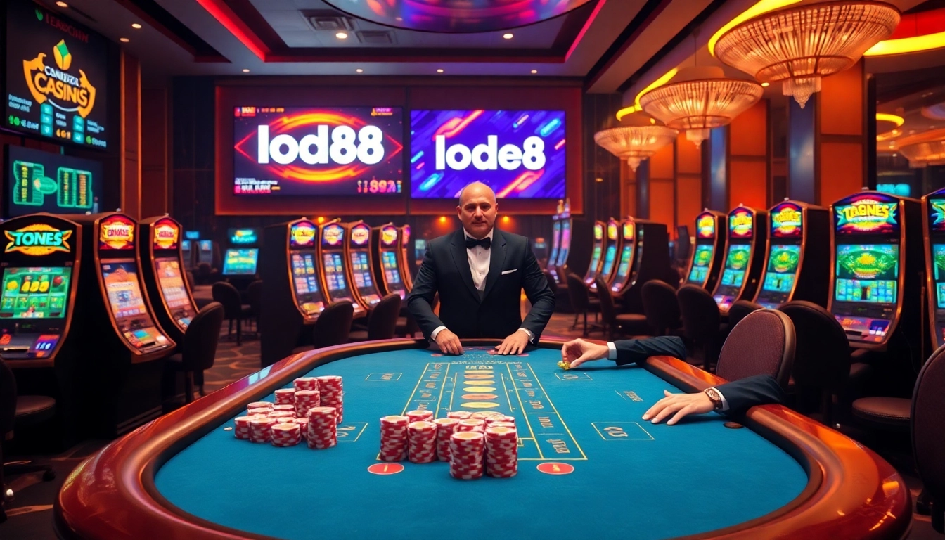 Experience the thrill of lode88 ai with vibrant slot machines and professional betting at a luxury casino.
