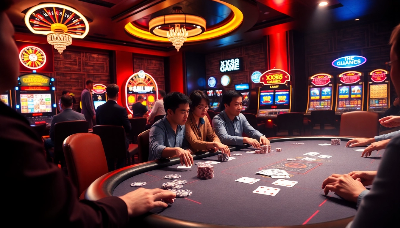 Experience XX88 GAME with excitement at a luxurious casino featuring a poker table.