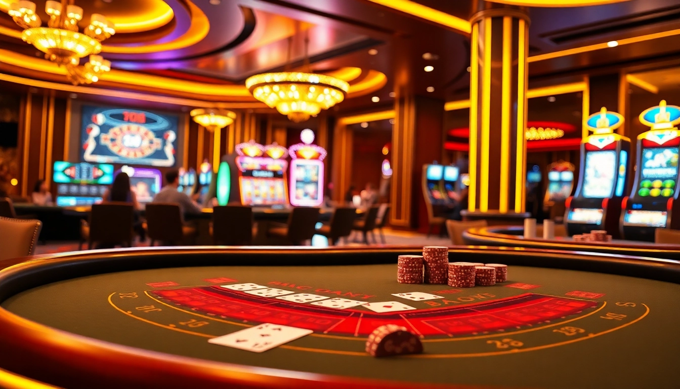 Experience thrilling Baccarat at https://red88.hot/ featuring luxury tables, vibrant chips, and exciting casino elements.