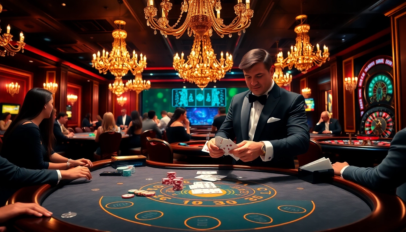 Engaging players at a blackjack table in a luxurious casino environment at https://lodetructuyen.us/.