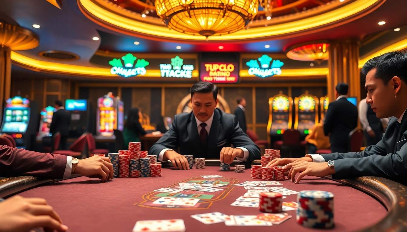 Experience the thrill at Nhà cái TG88 with vibrant poker action and flashing slot machines, encapsulating the ultimate gambling excitement.