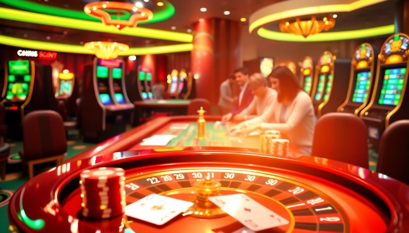 Bong88 players engaged at a luxurious casino table, showcasing thrilling poker and roulette action.