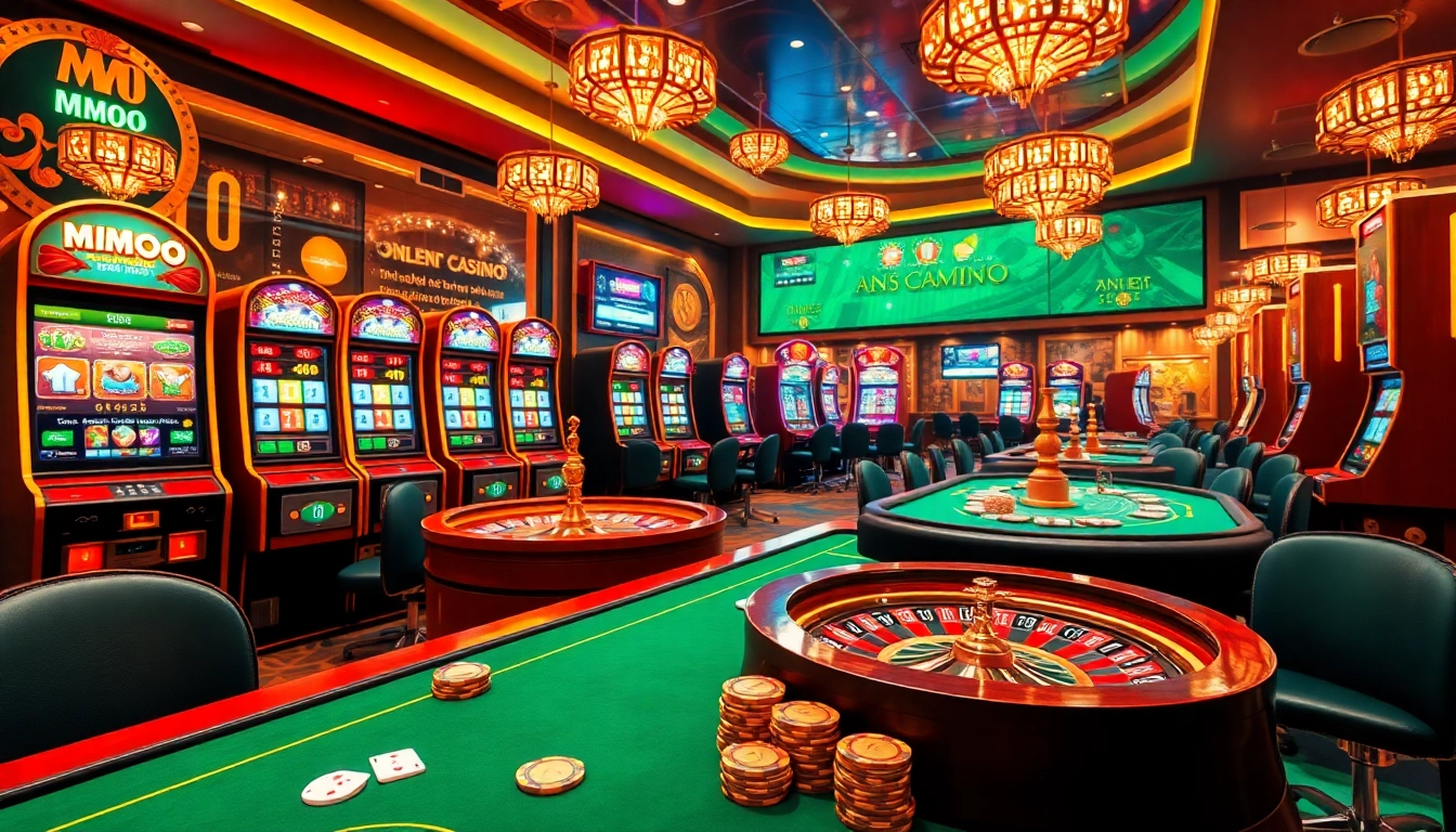 Experience the vibrant MMOO online casino with luxurious slot machines and engaging roulette action.