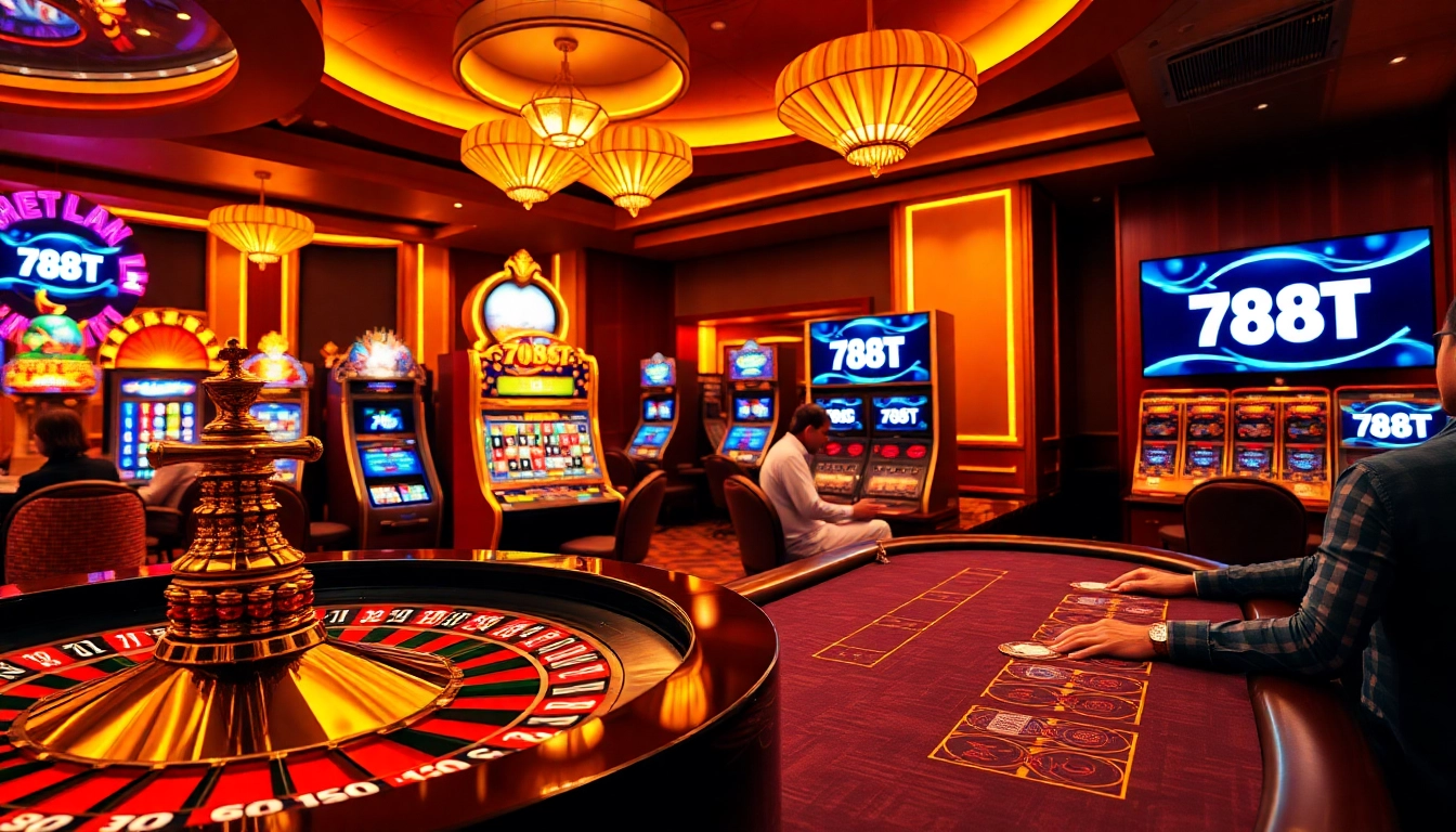 Experience thrilling gameplay at 788T with vibrant roulette, poker, and slot machines.