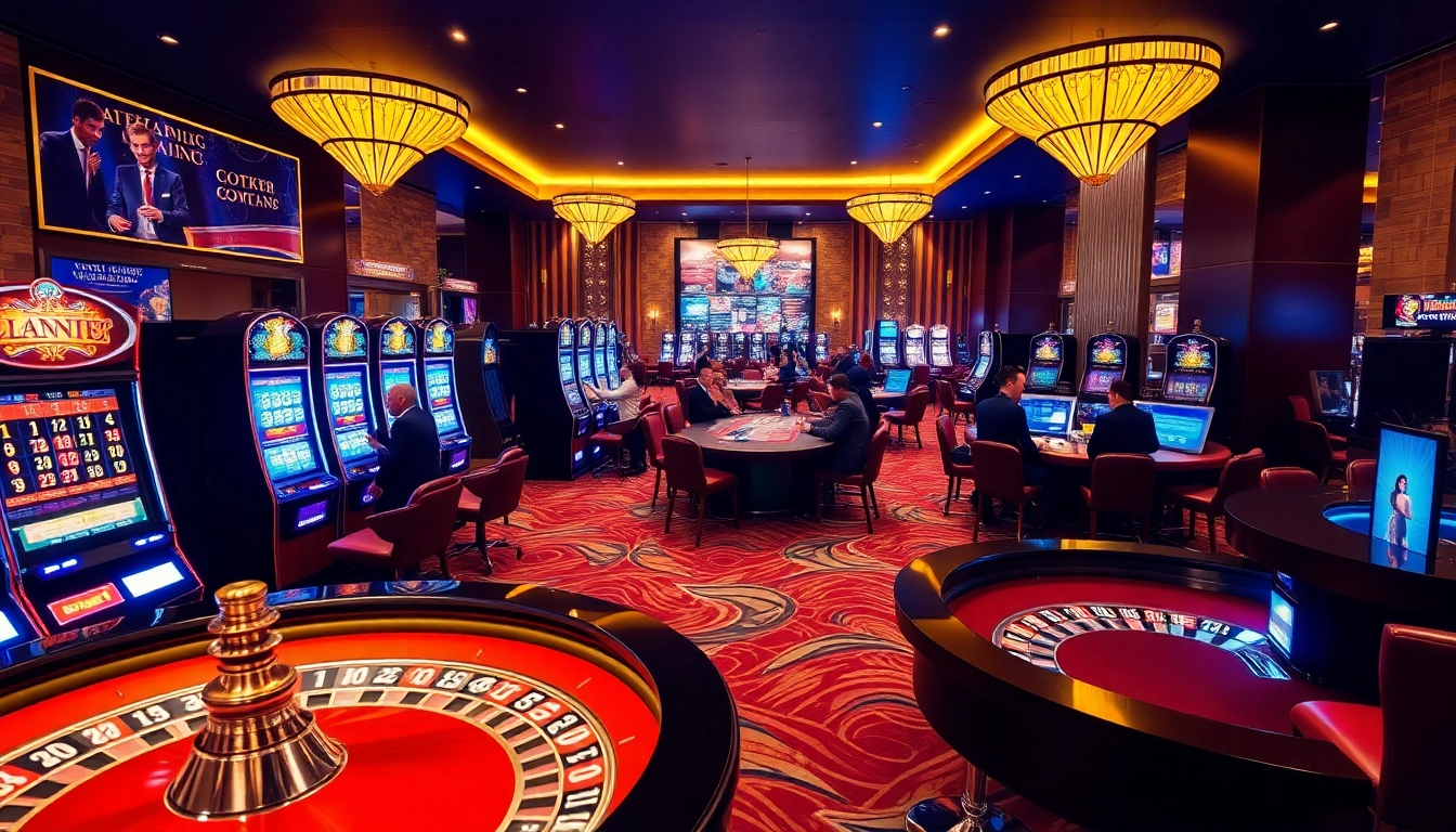 Players enjoying the excitement at MMOO casino, highlighting engaging table games and vibrant slot machines.
