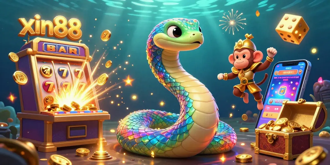 Experience game action at xin88 with colorful slot machines, dynamic characters, and exciting casino elements.
