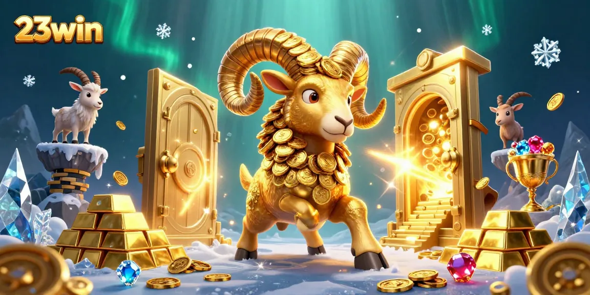 Engage with exciting 23win gaming adventures, featuring golden ram at a treasure vault.