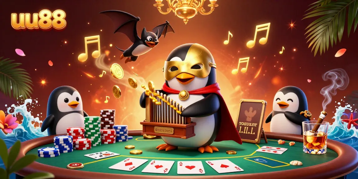 Engage with exciting gambling at uu88 through 3D cartoon characters in a vibrant casino scene.