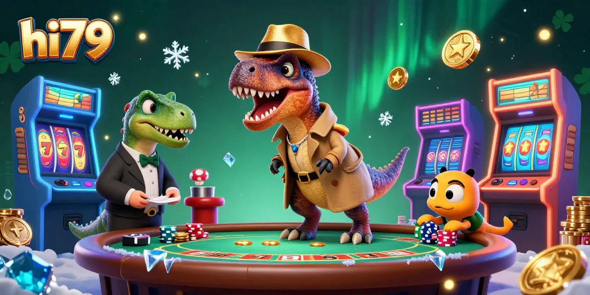 hi79 velociraptor card counter stealthily playing blackjack in a vibrant casino scene.