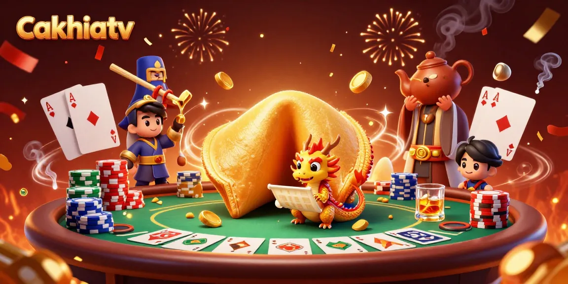 Experience thrilling gaming action with cakhiatv as fortune cookie characters guard poker riches.