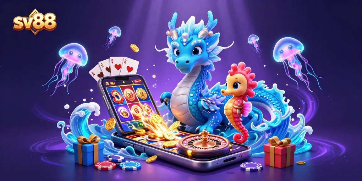 Experience the vibrant world of sv88 as you spin and win in this immersive casino illustration.