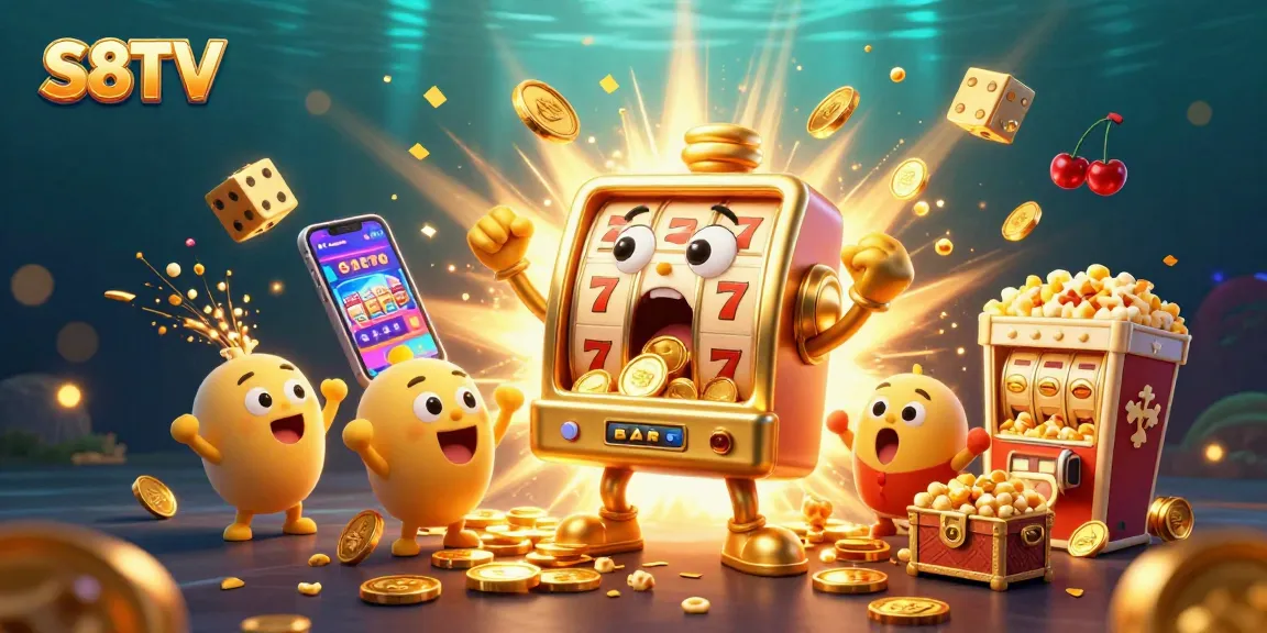 S8TV offers thrilling slot jackpots with colorful coins, lively slot machines, and golden visuals