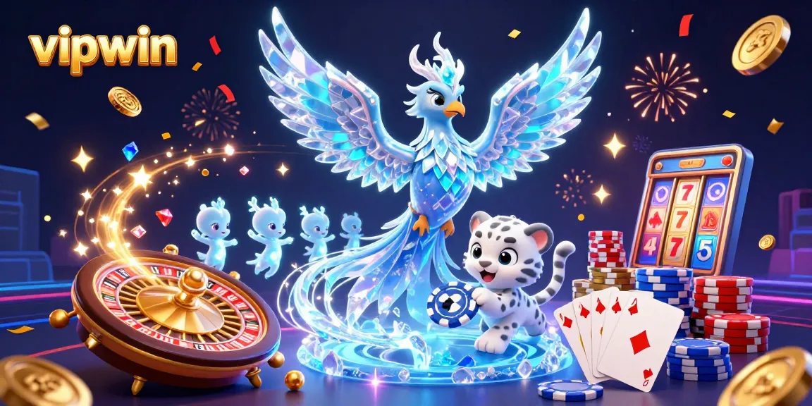 Engage with vipwin's thrilling online gaming experience featuring vibrant characters and casino elements.