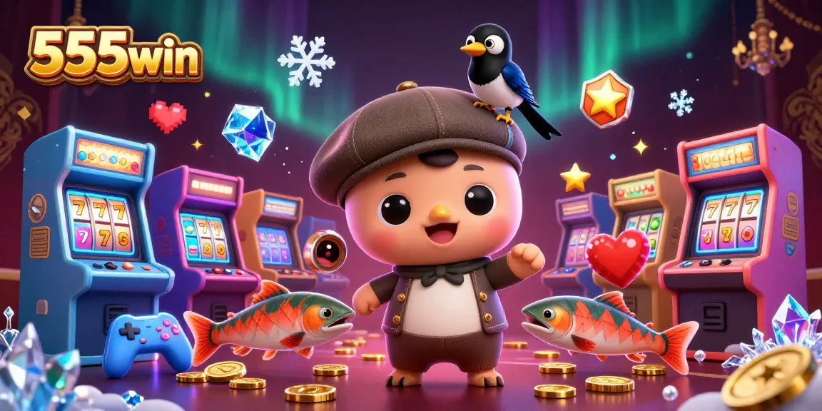 Experience the thrilling excitement of 555win slots with colorful characters and dynamic casino elements.
