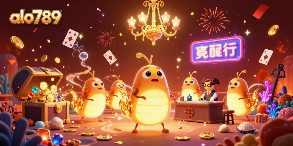 Watch alo789 vibrant glowworms illuminate a cockfighting arena filled with treasures and energy.