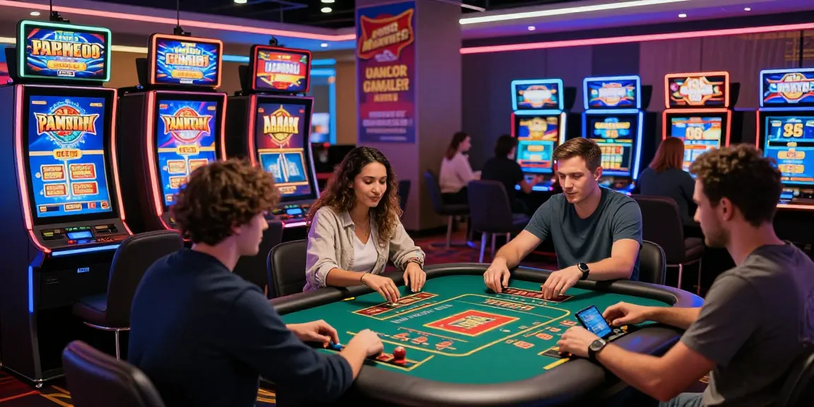 Exciting atmosphere at non gamstop casinos with diverse players enjoying vibrant games and bonuses.