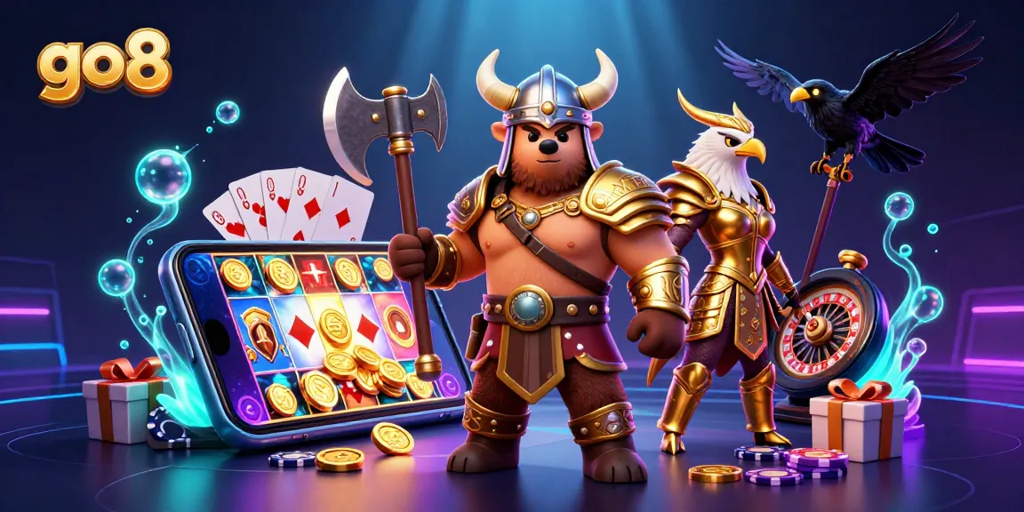 Engage with go8's immersive casino experience featuring a Viking bear and Valkyrie eagle.