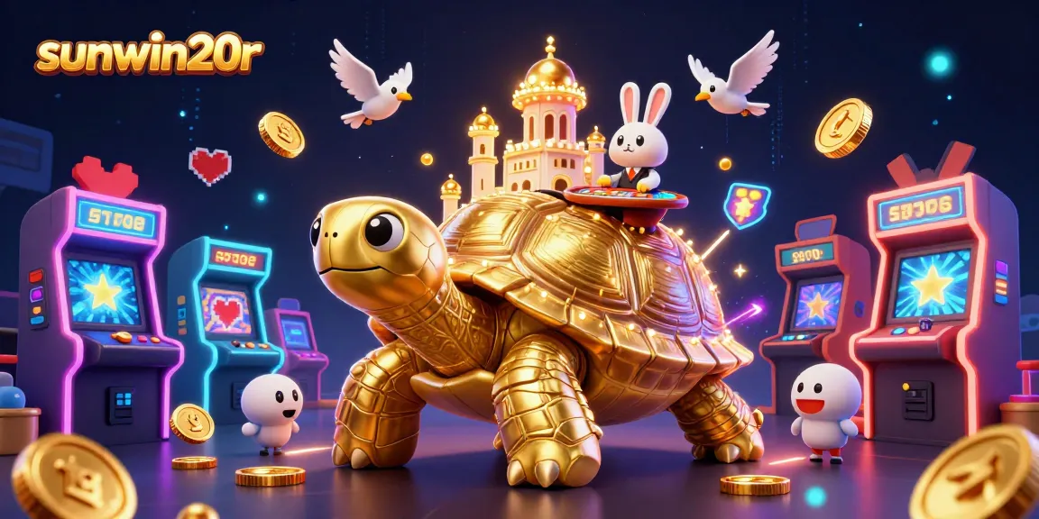 Experience exciting gameplay with sunwin20r featuring a vibrant casino scene with a golden tortoise and more.