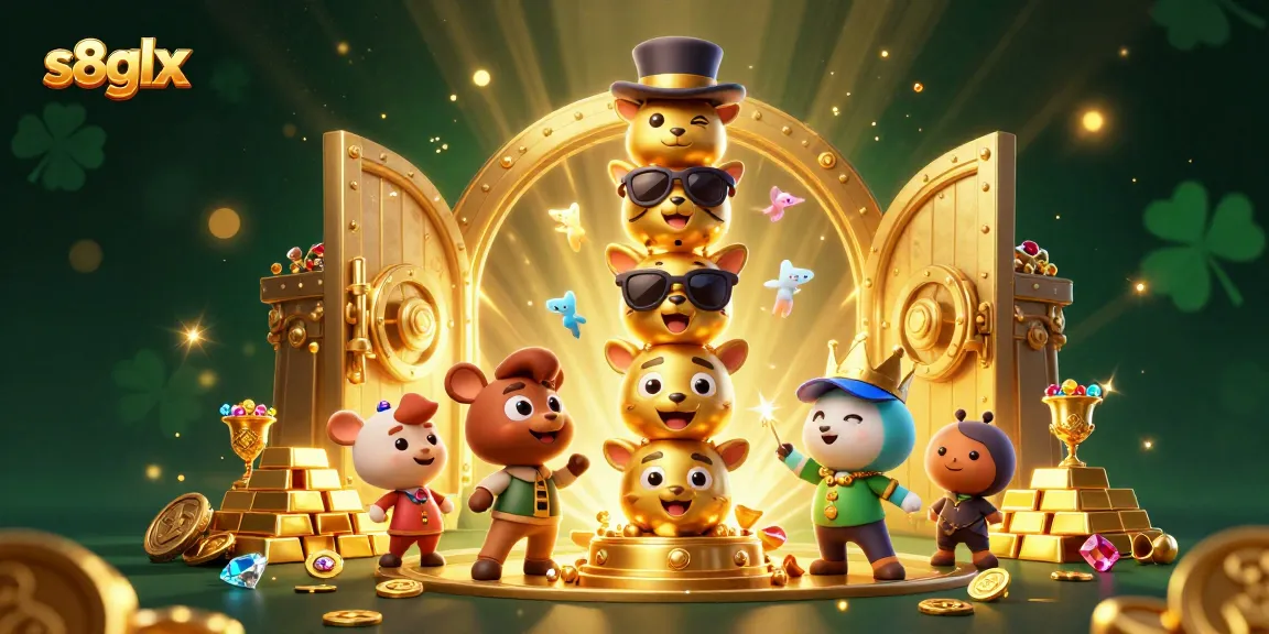 Engage in thrilling fun at s8glx with a vibrant, dynamic casino scene showcasing a whimsical golden totem pole surrounded by treasures.